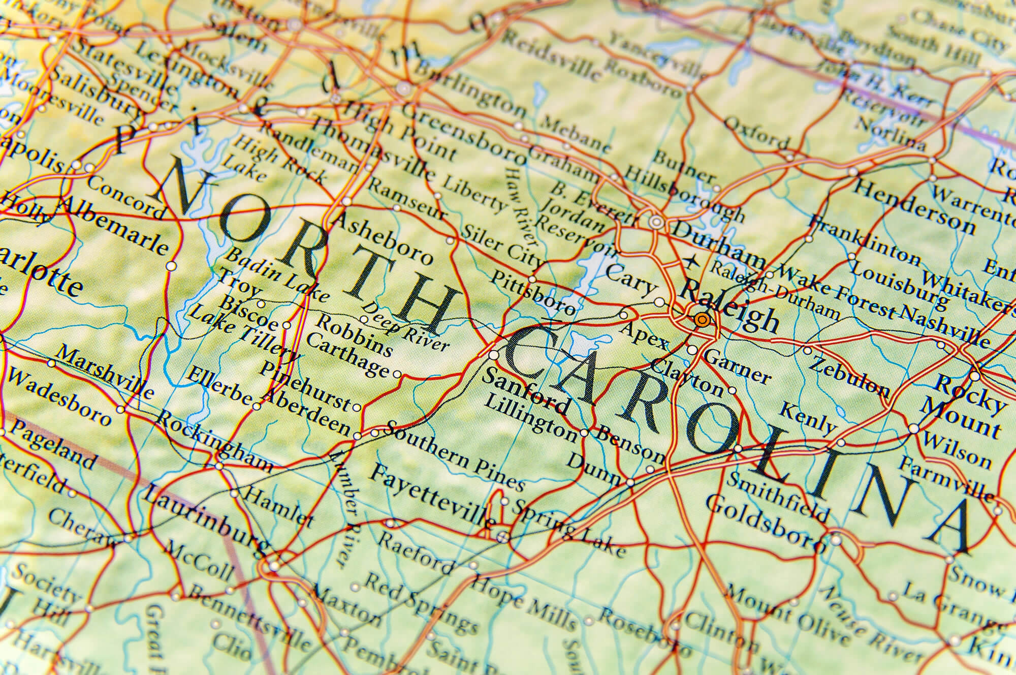 Geographic map of North Carolina