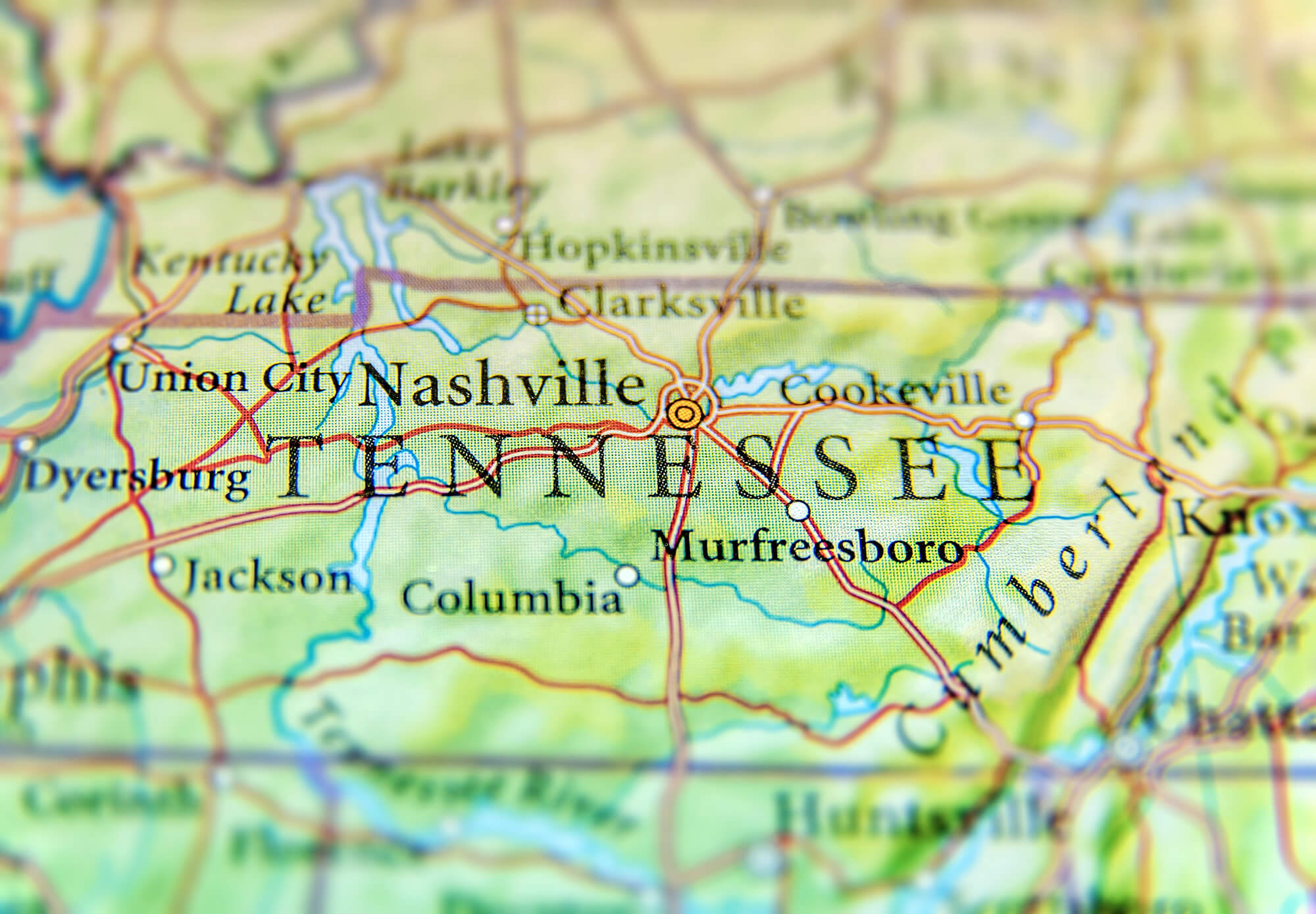 Geographic Map of Tennessee