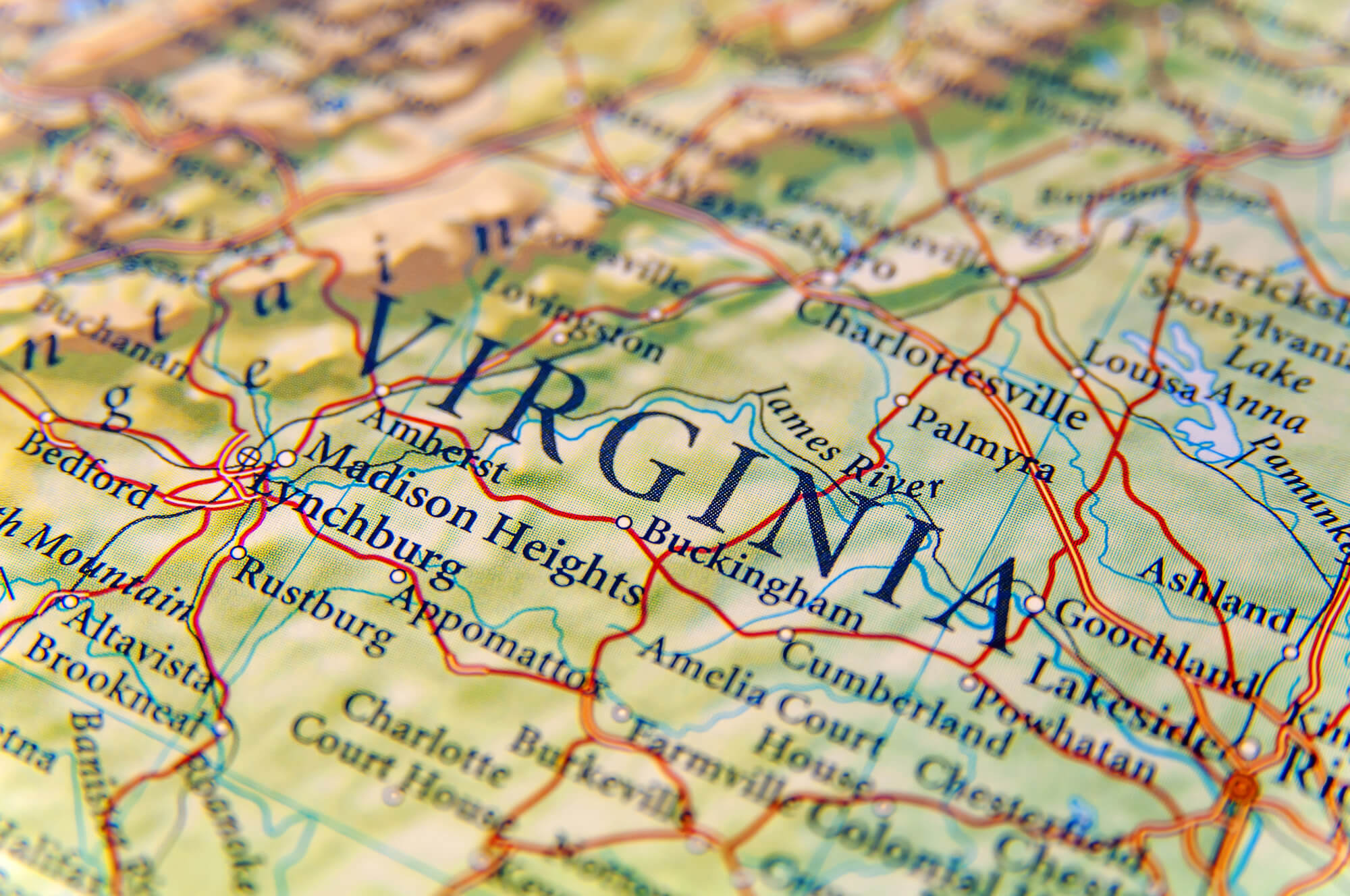Geographic map of Virginia