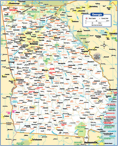 Georgia State Map, US