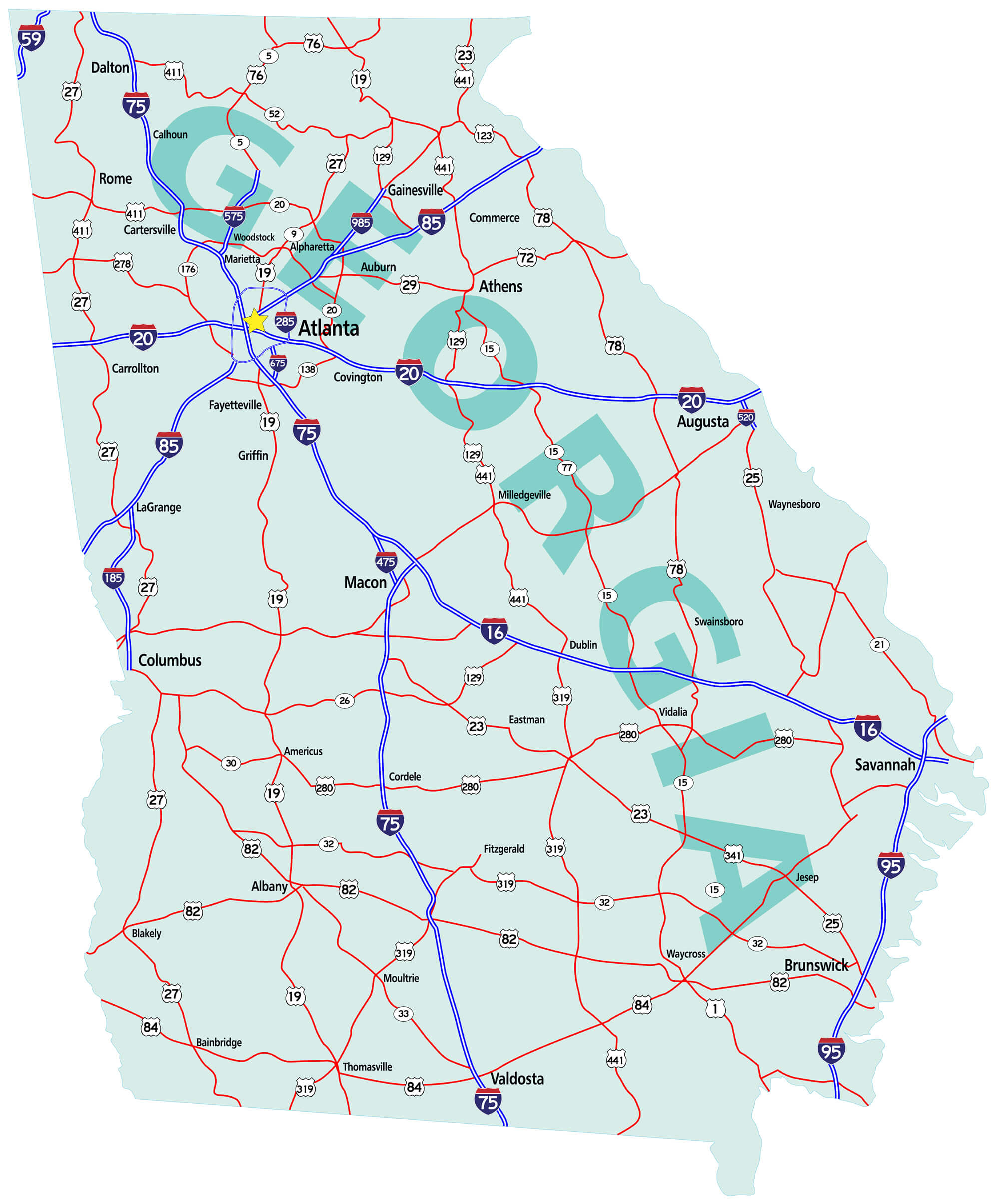 Map Of Atlanta Ga Interstate Highway System 