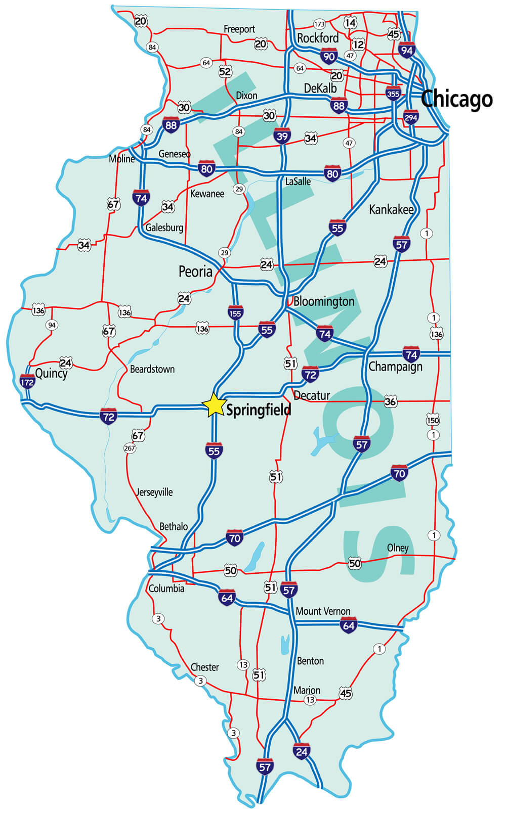 Illinois state road map