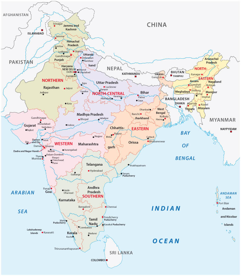 Map of India - Guide of the World