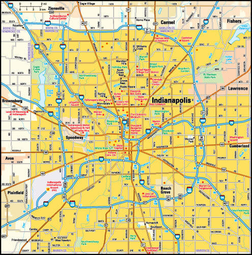Indianapolis Map, Indiana