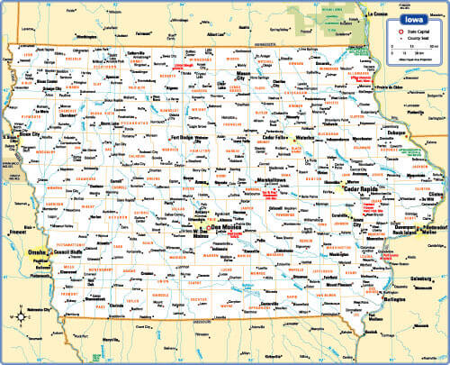 Iowa State Map US