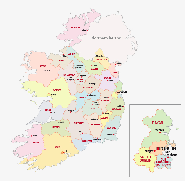 Ireland Administrative Map