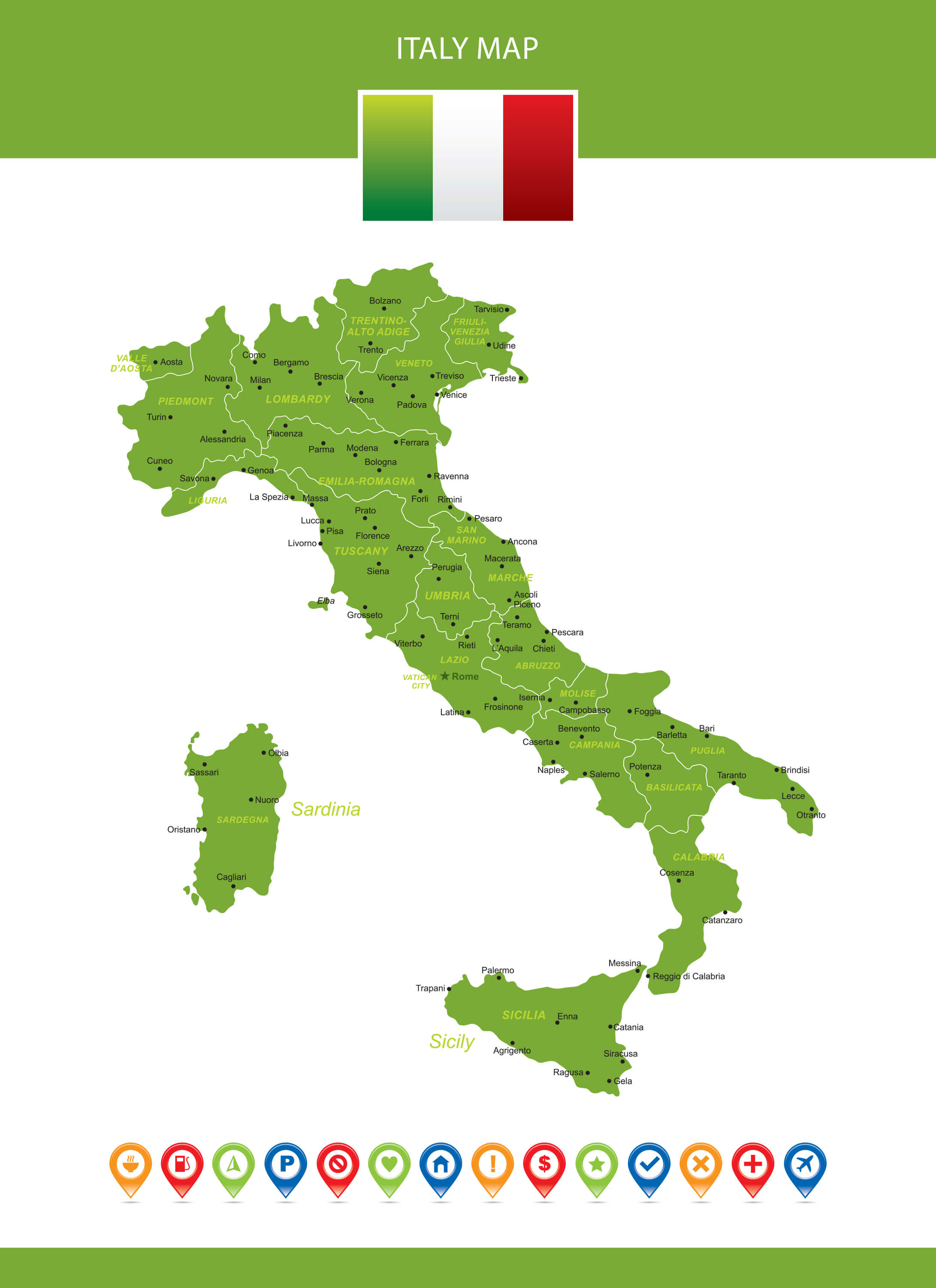 Italy Map with Major Cities
