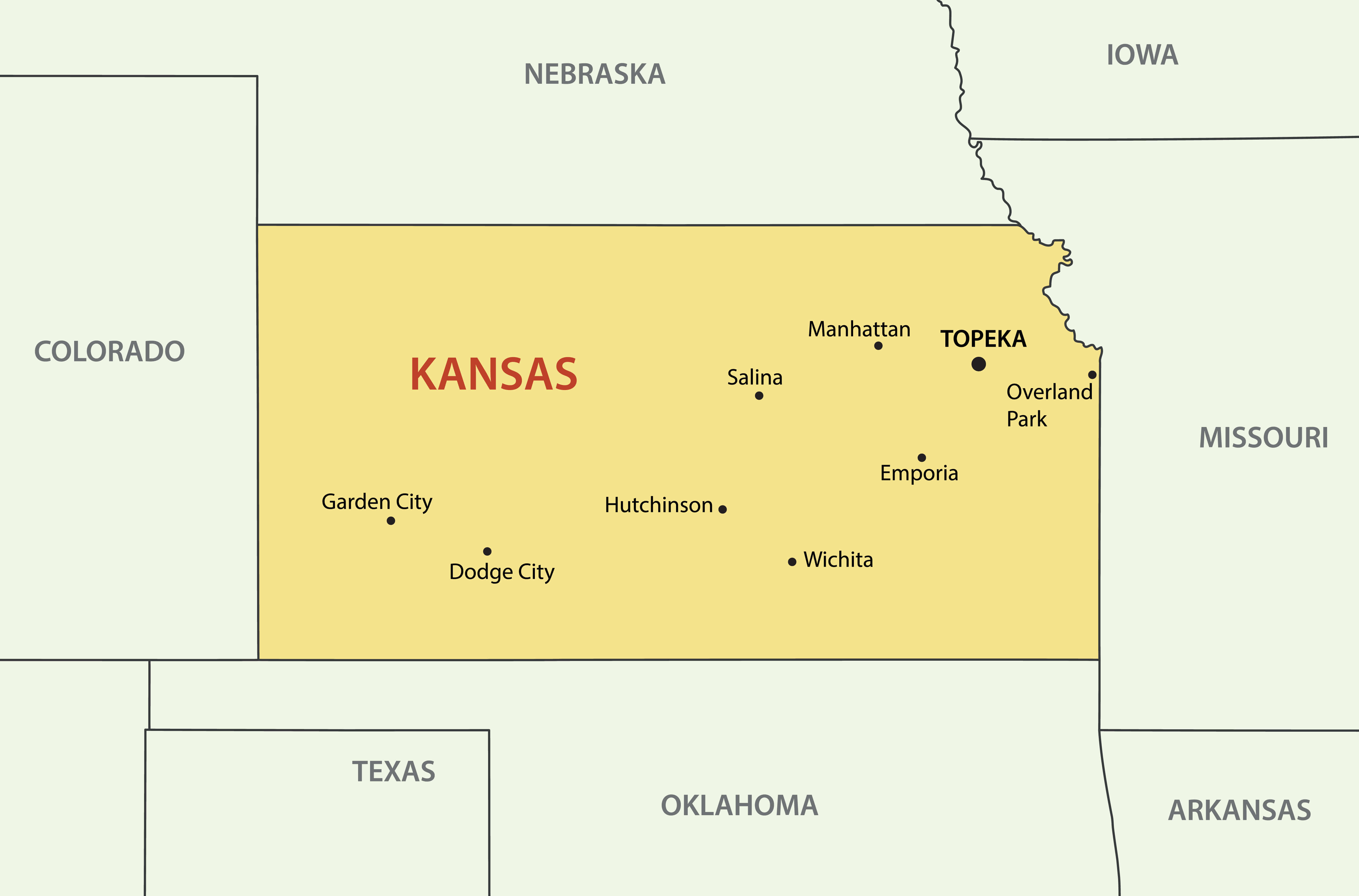 Kansas Ks Political Map With Capital Topeka Important vrogue.co