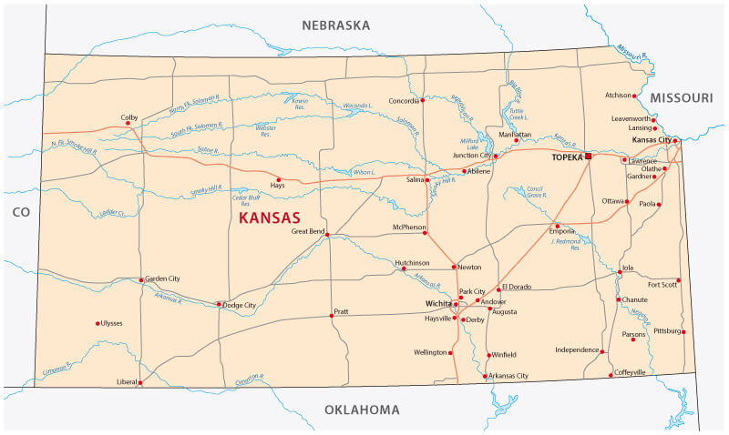 Kansas State Map United States