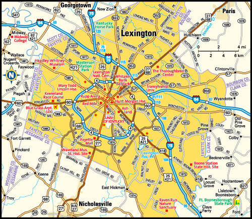 Printable Map Of Lexington KY