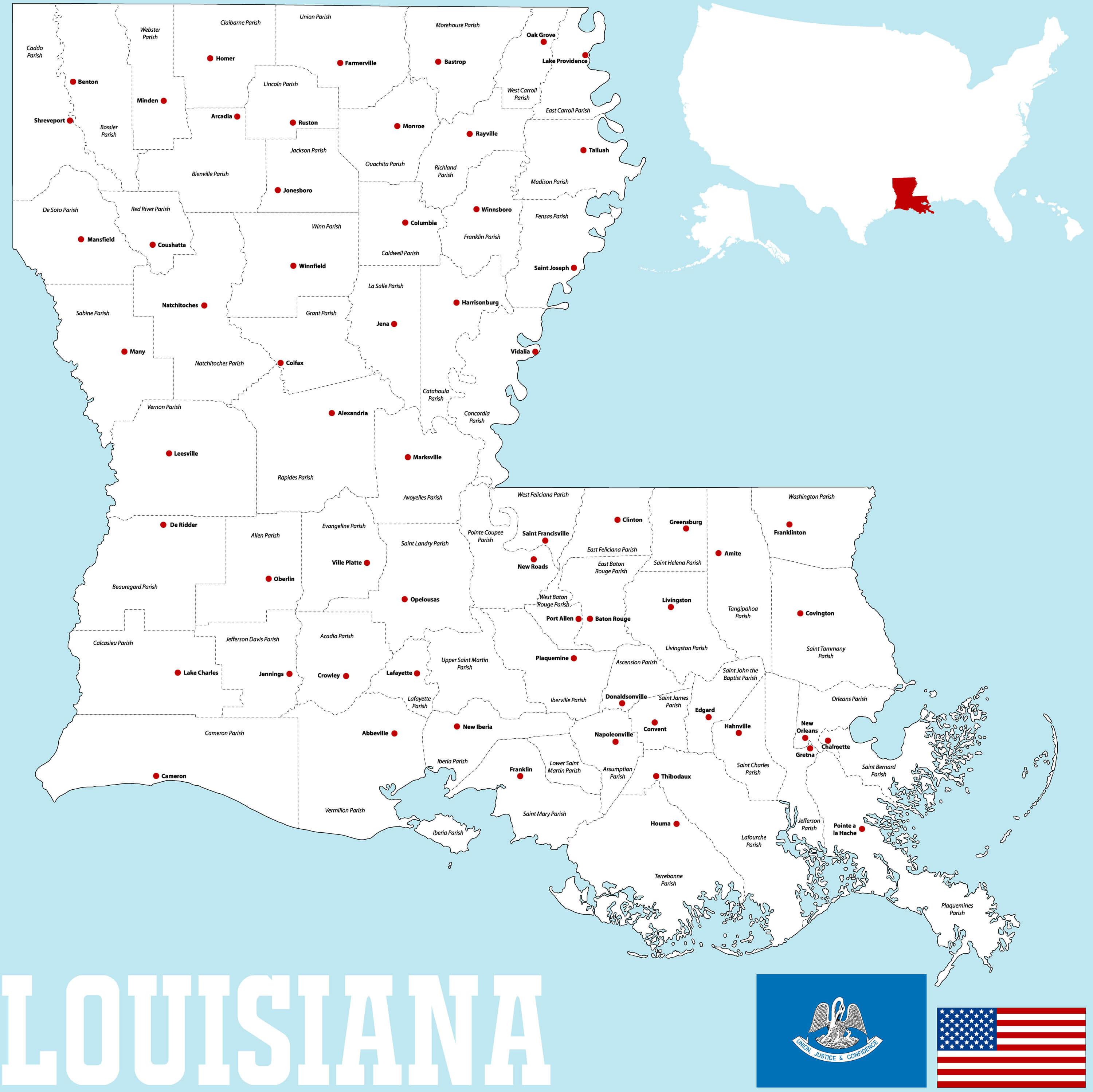 Map of Louisiana - Guide of the World