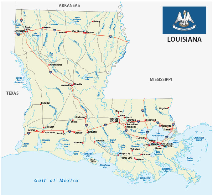 Louisiana Interstate Map