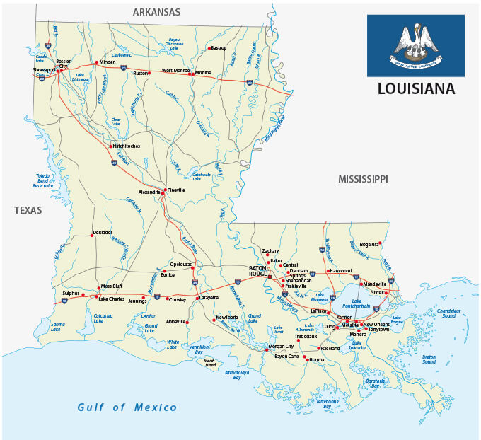 Map of Louisiana - Guide of the World