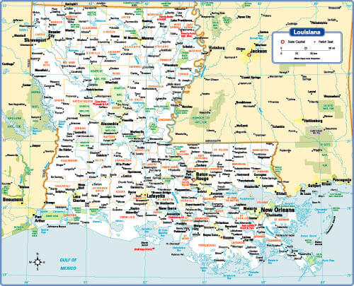 Louisiana State Map US	