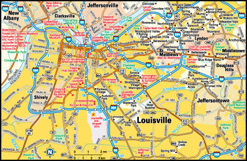 Louisville Map, Kentucky