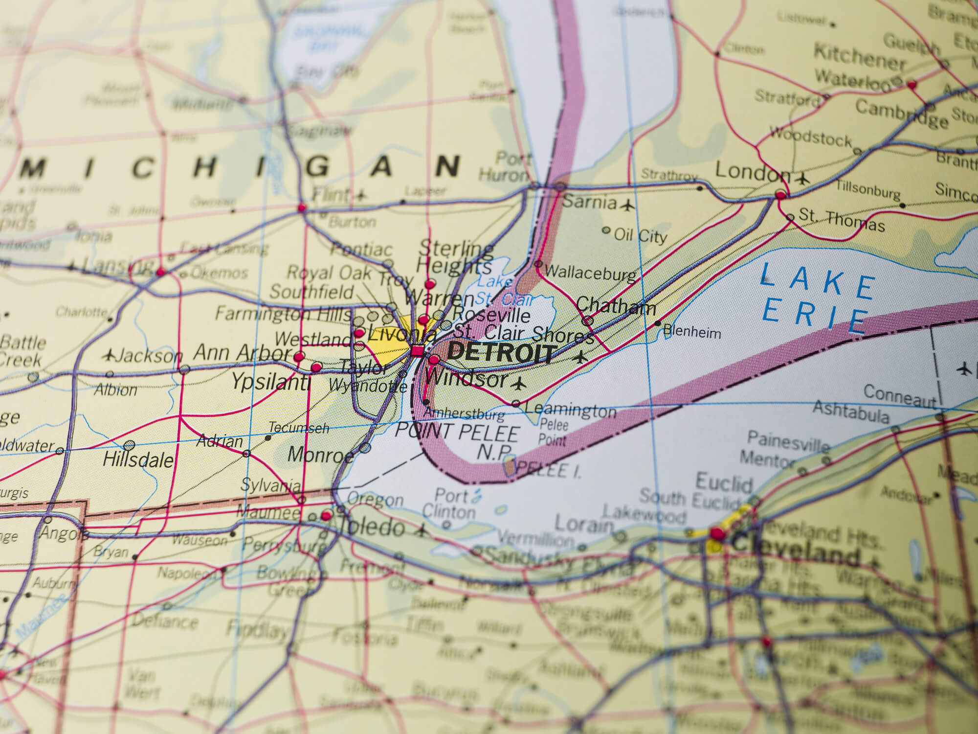 Map of Detroit, Michigan