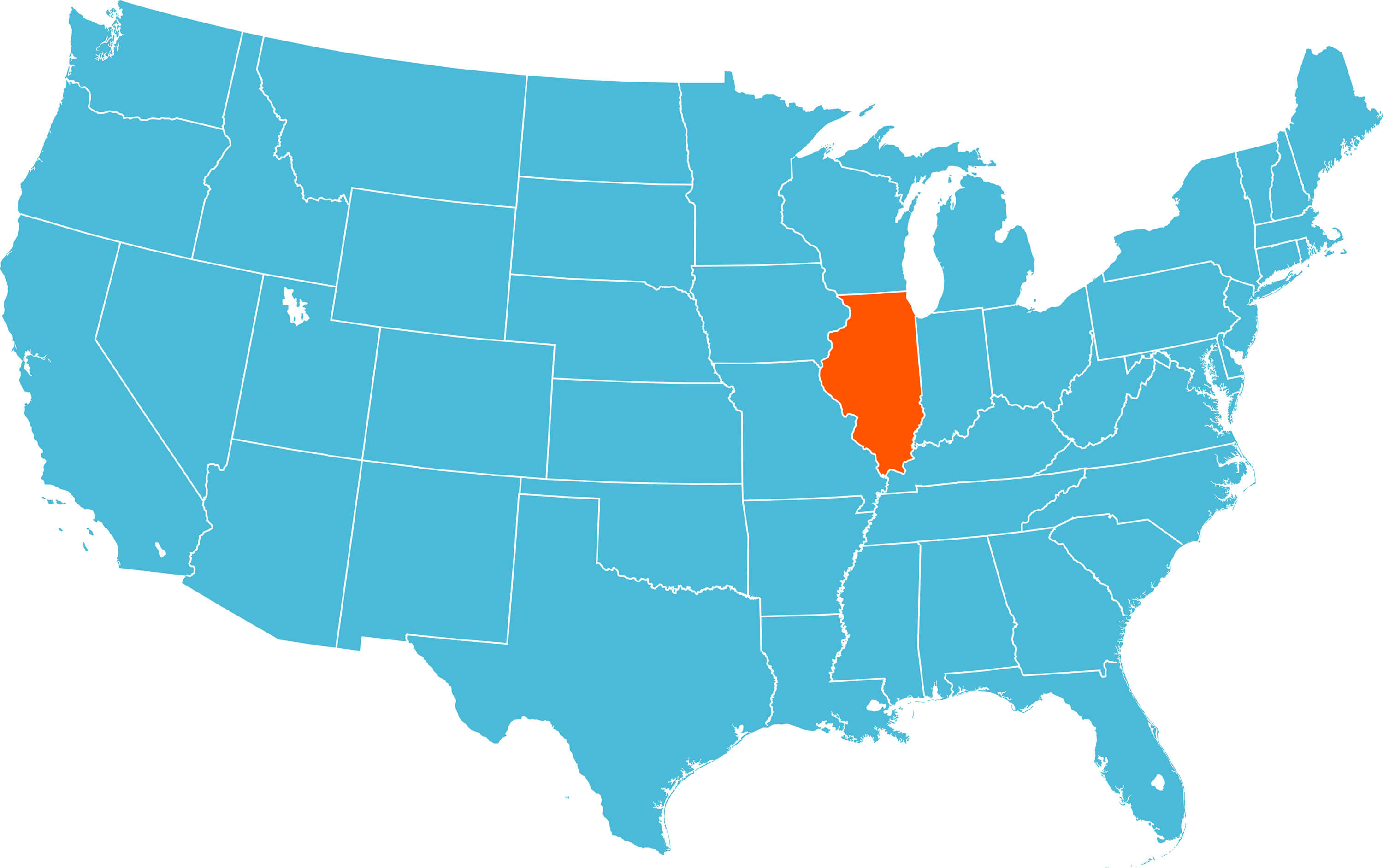 Map of Illinois, US