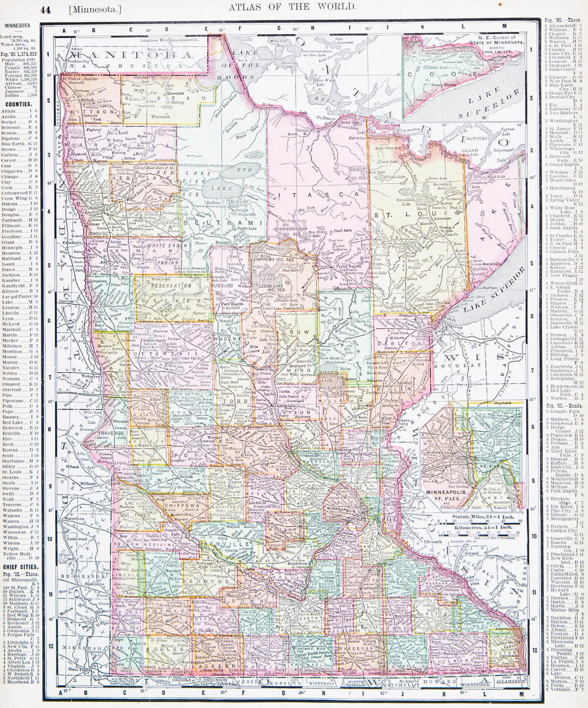 Map of Minnesota 1900