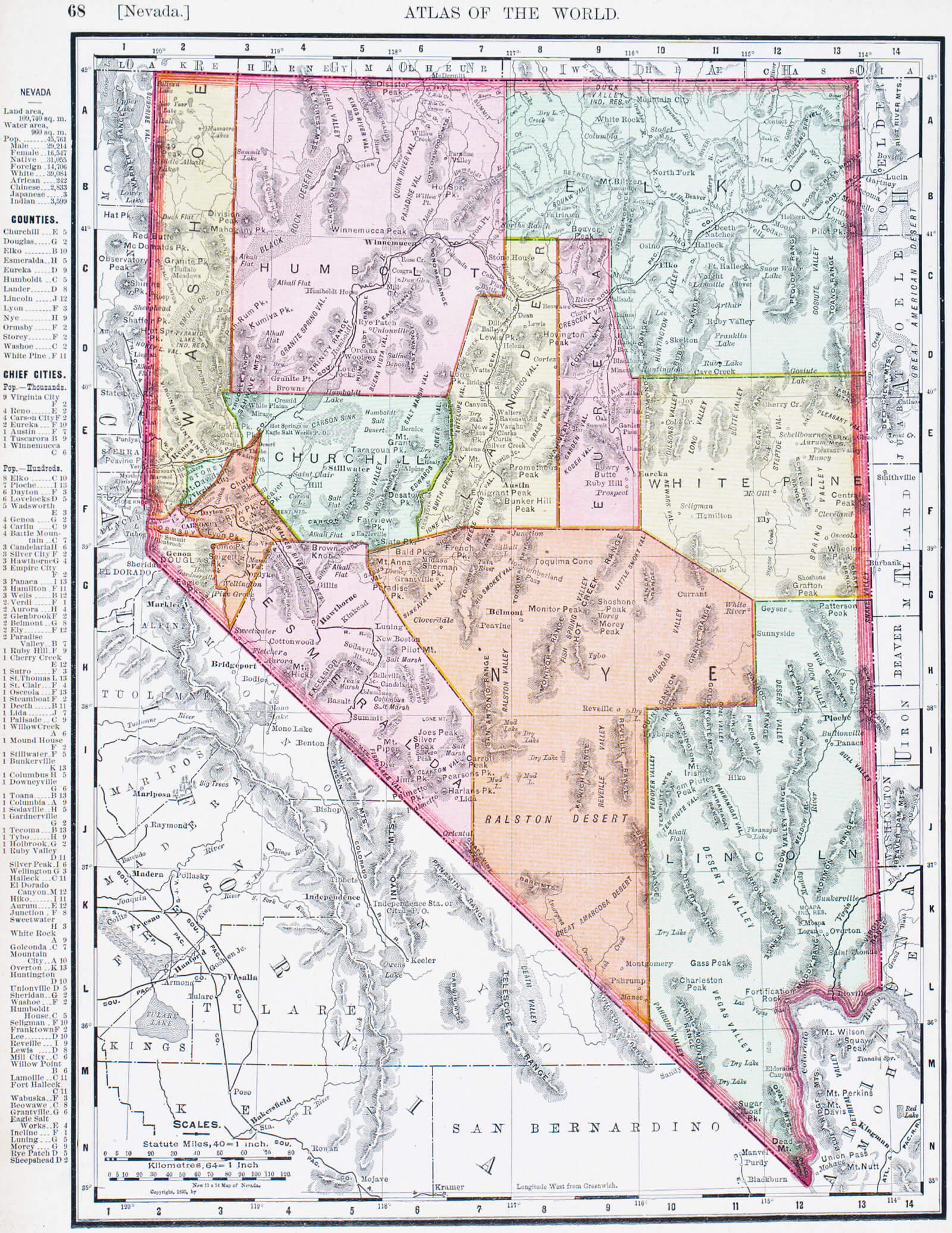map of Nevada, 1900