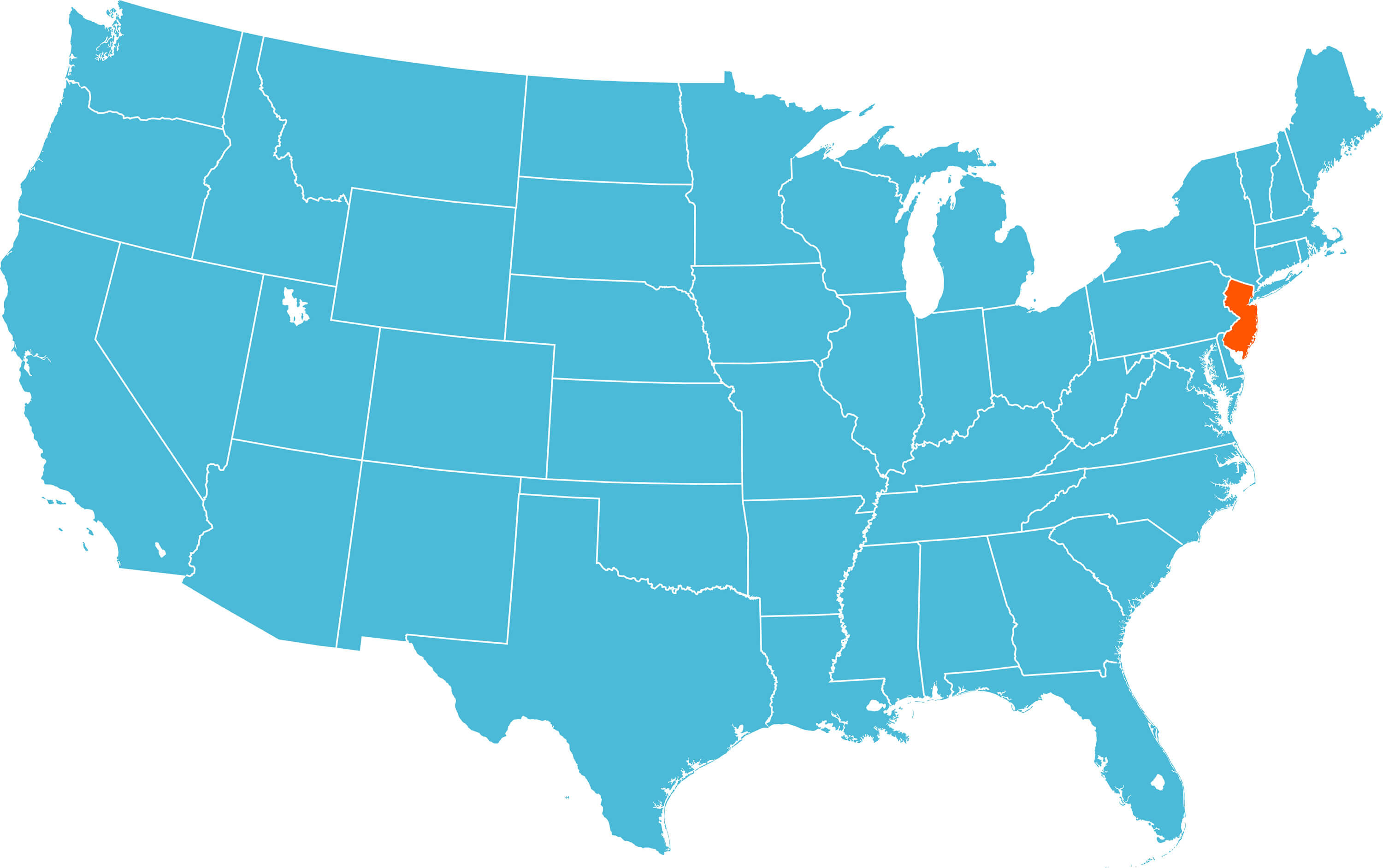 Map of New Jersey, USA