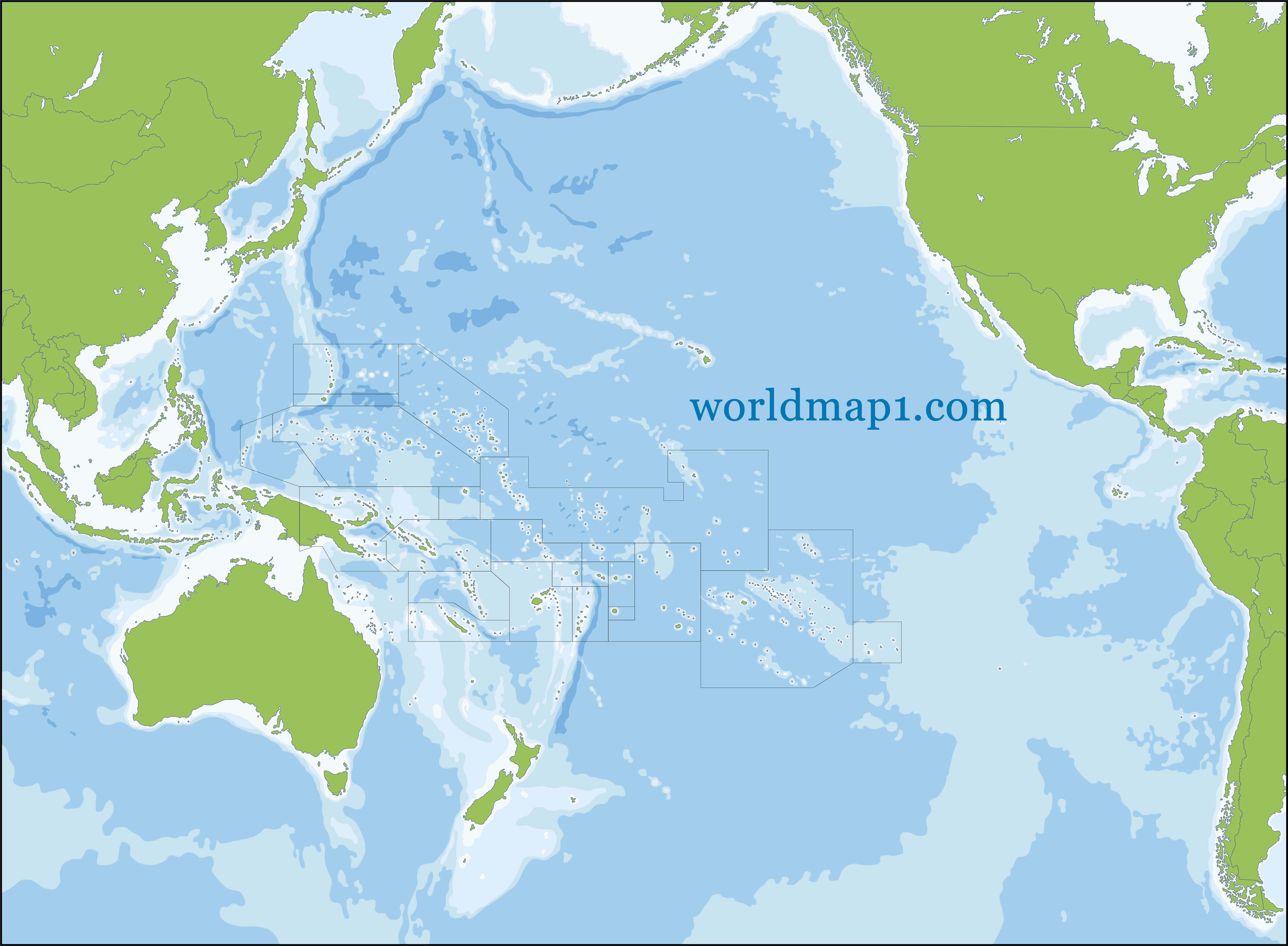 Map of Oceania and Pacific Ocean