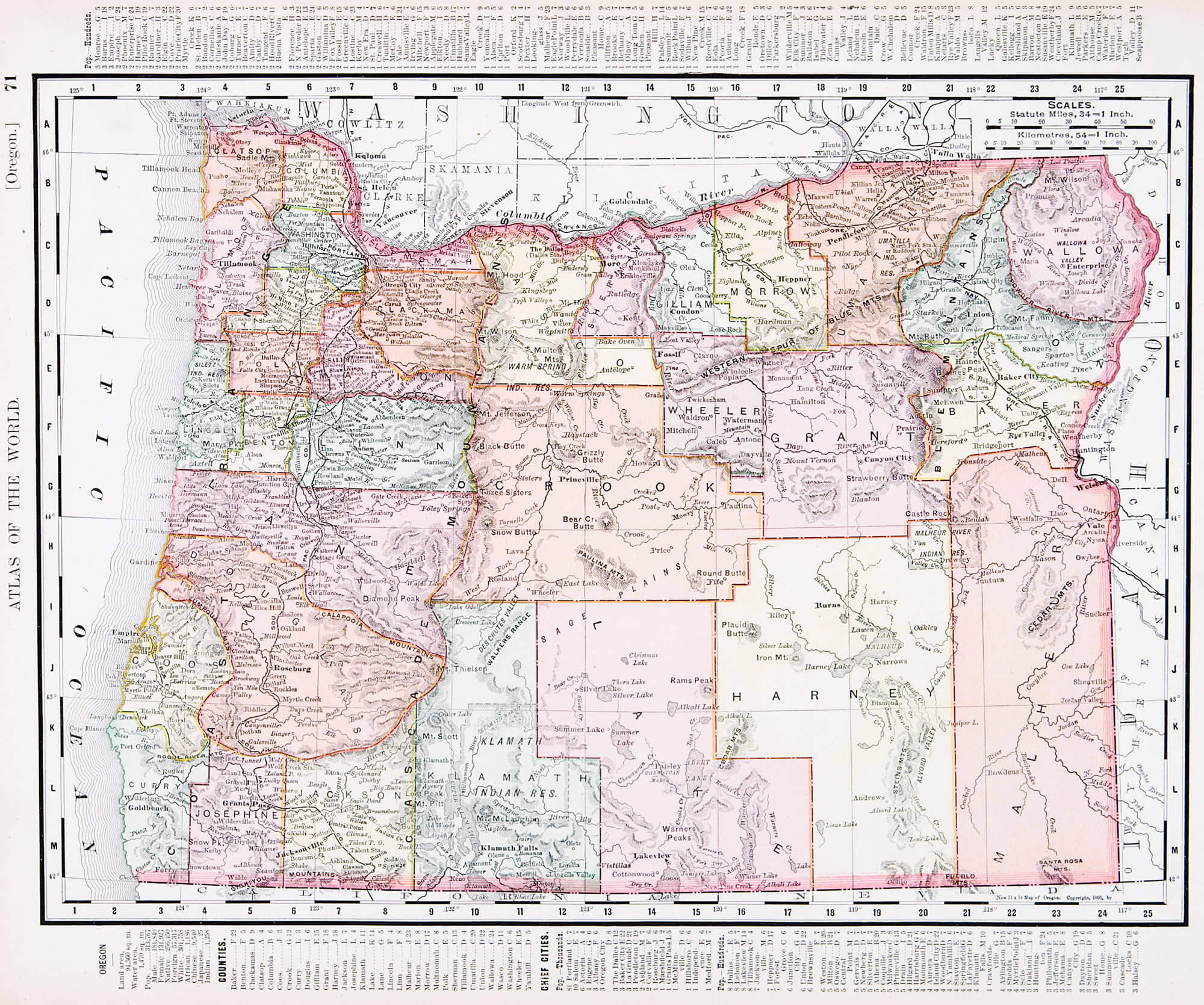 Map of Oregon, USA