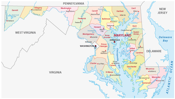 Maryland Counties Administrative Map