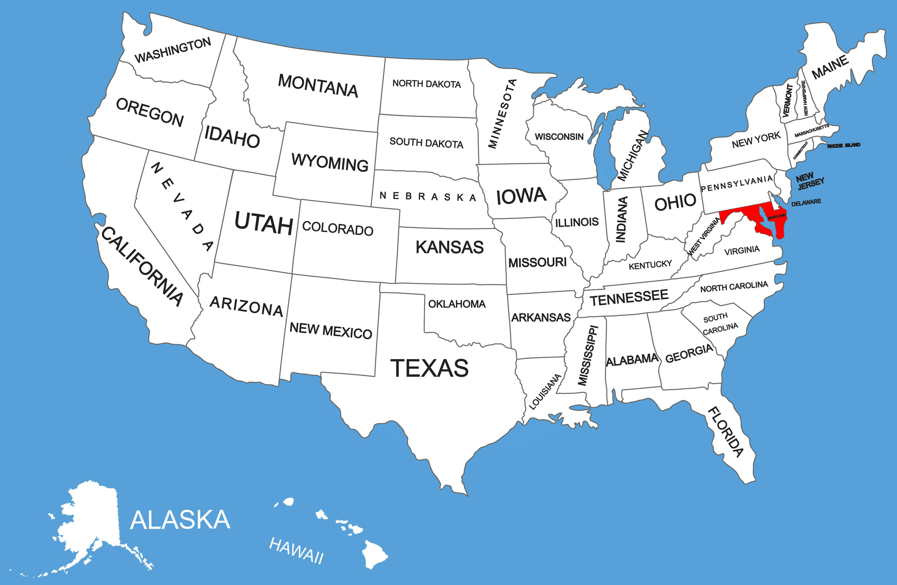 Maryland Map State, USA
