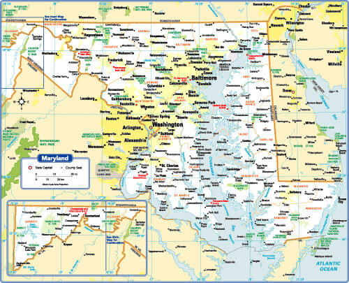 Maryland State Cities Map