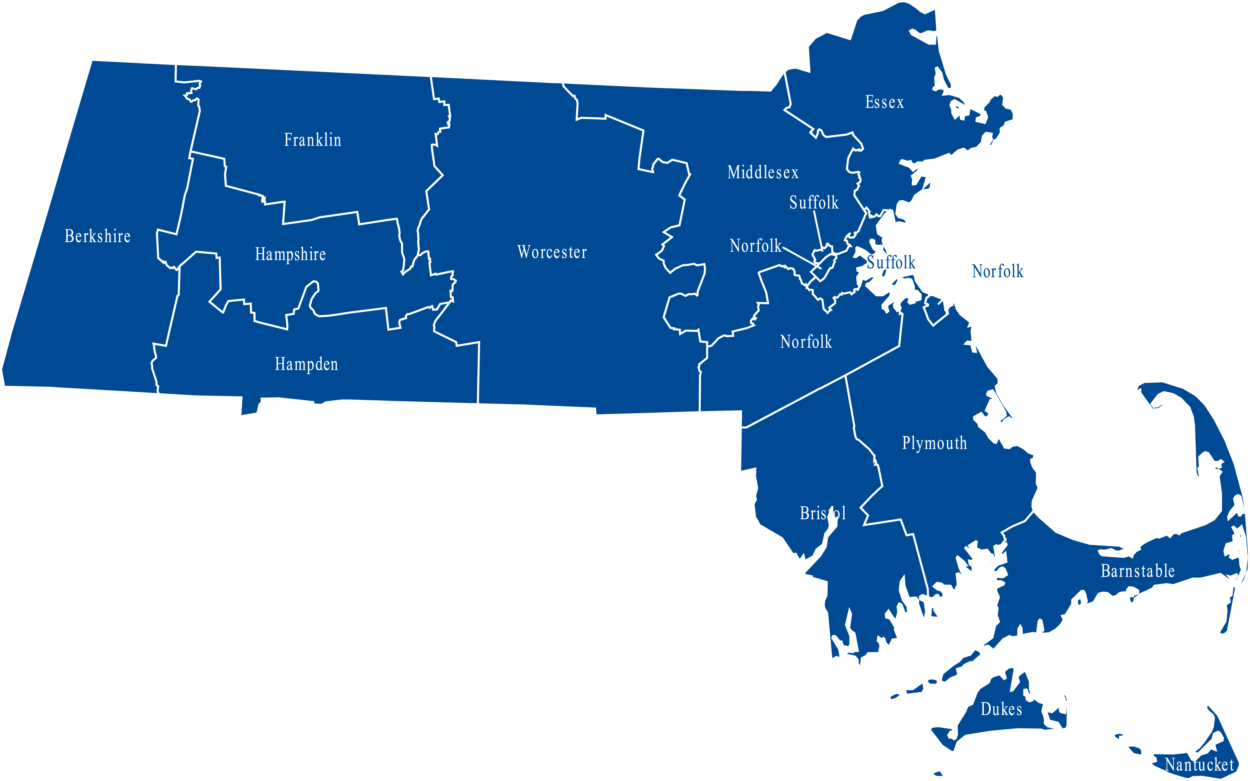 Massachusetts Counties Map