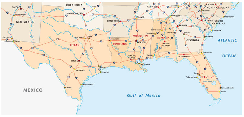 Mississippi Map, Gulf of Mexico