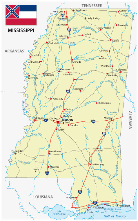 Mississippi road map