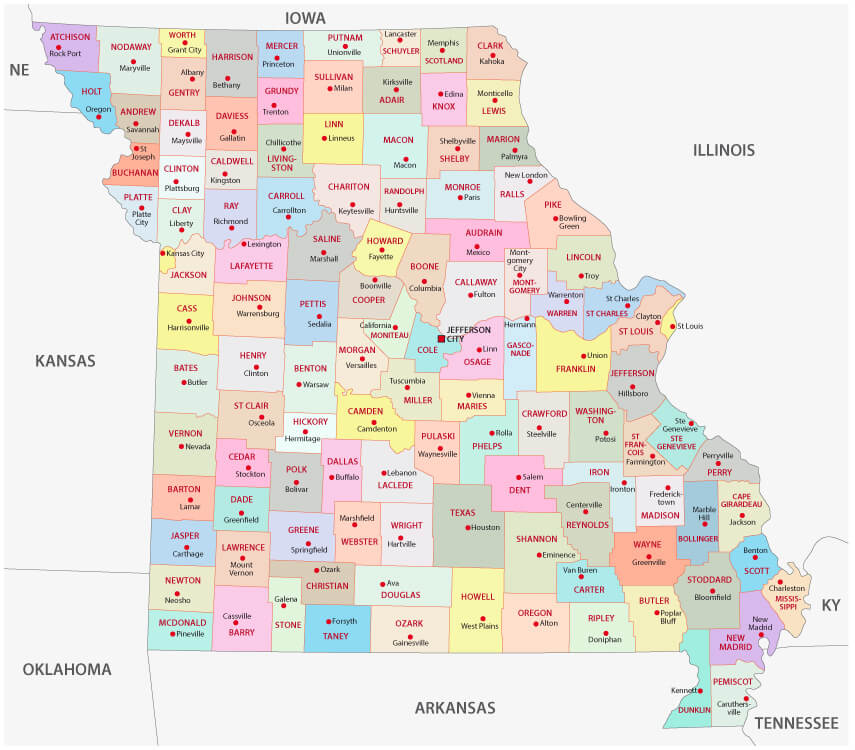 missouri administrative map