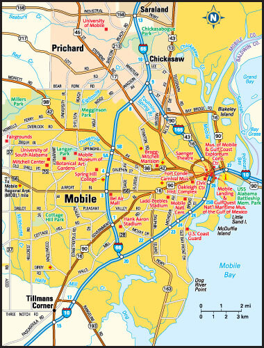 Mobile, Alabama Area Map