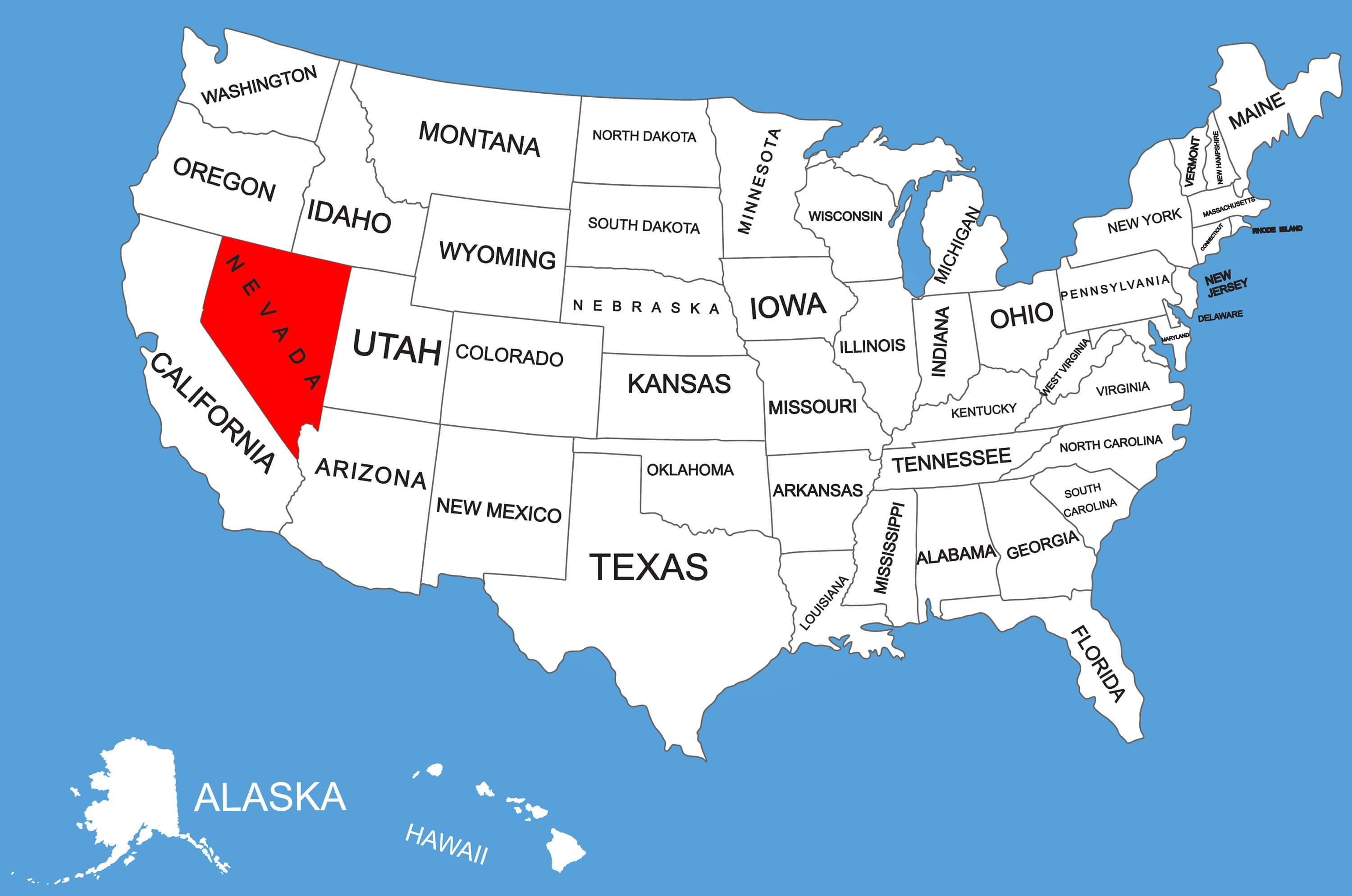 Nevada State Map, USA