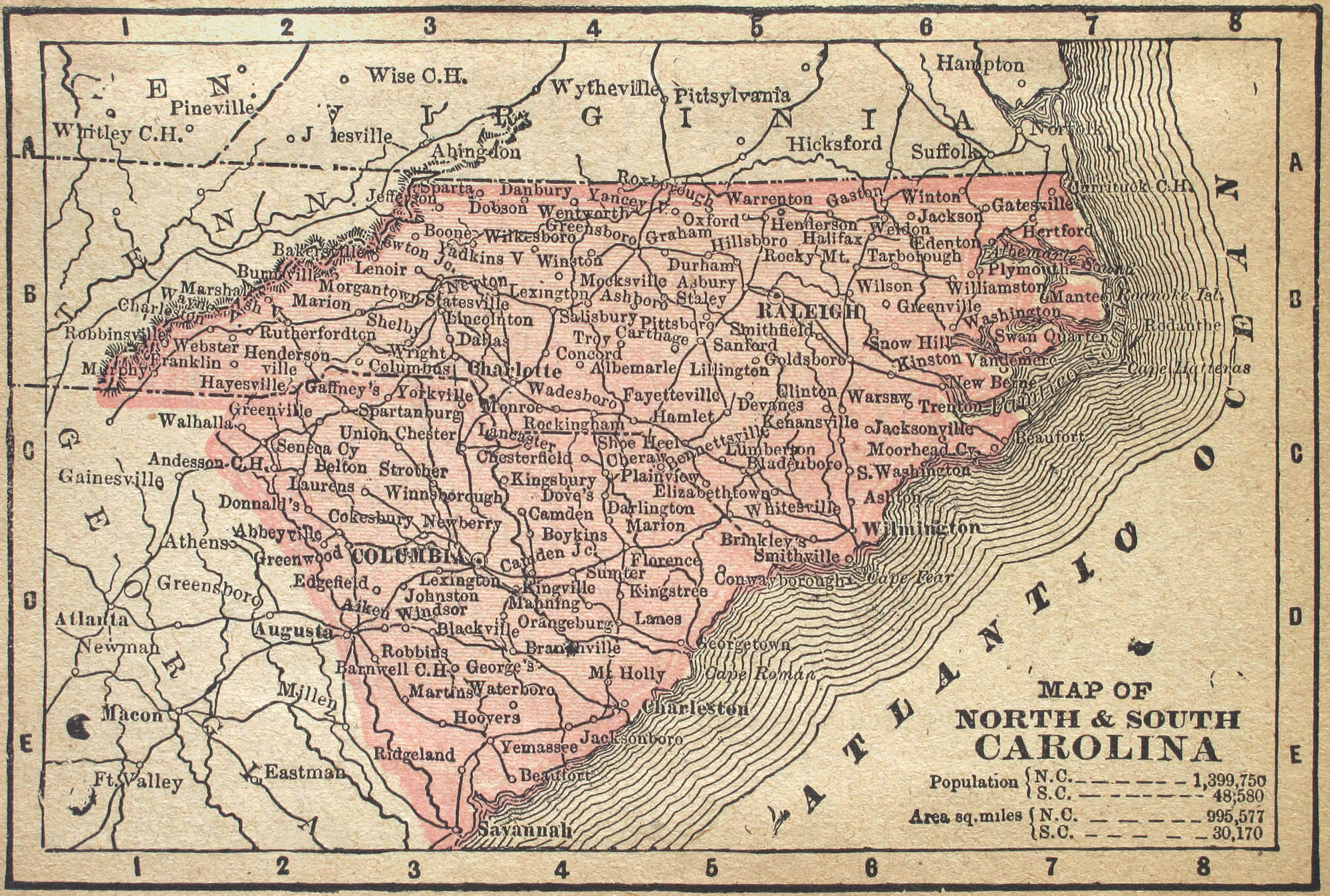 North Carolina Map 1880