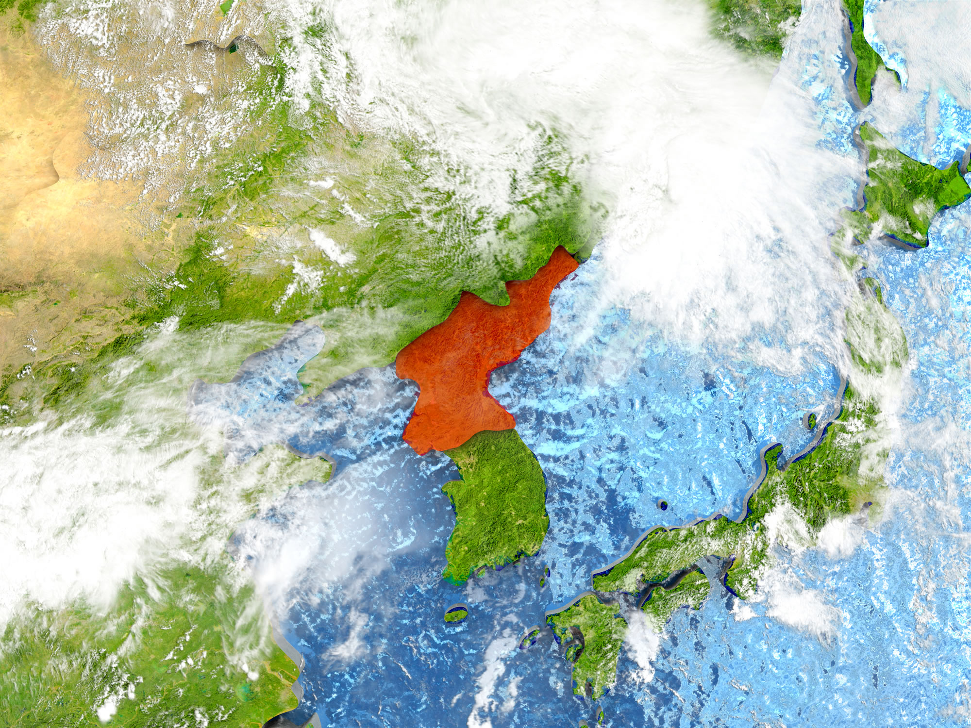 North Korea Map landmass texture