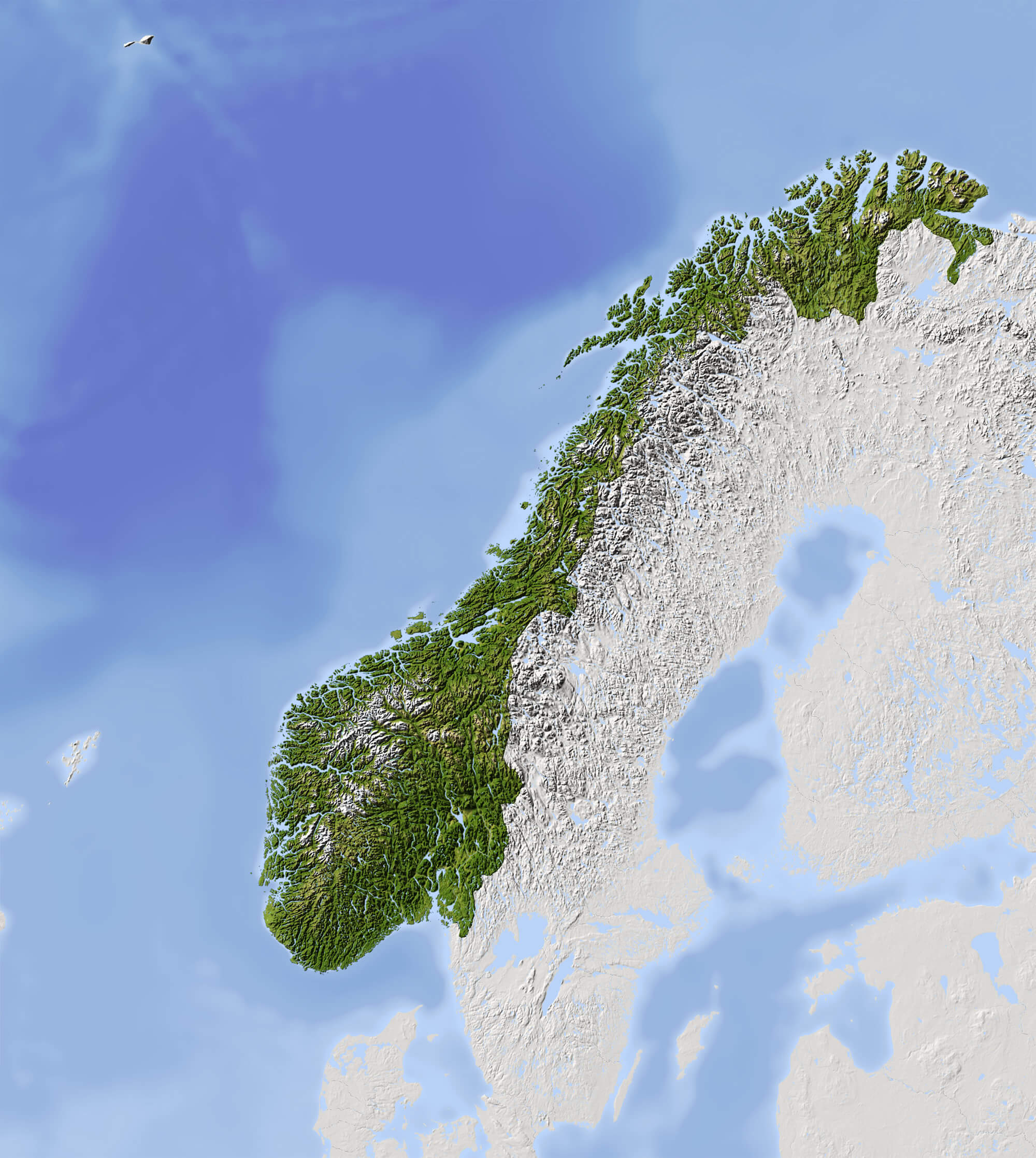 Norway Shaded Relief Map