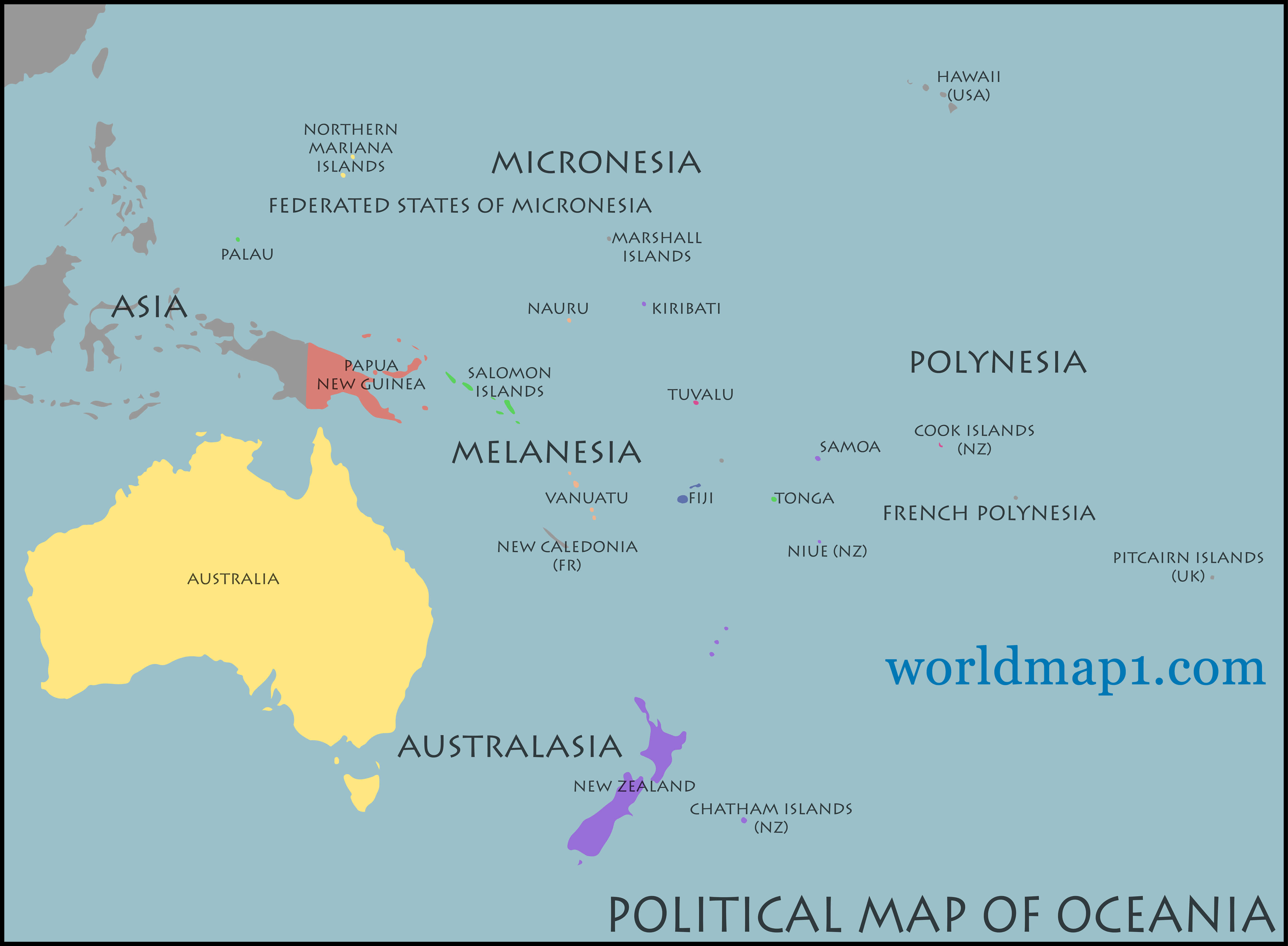 Oceania Countries Political Map