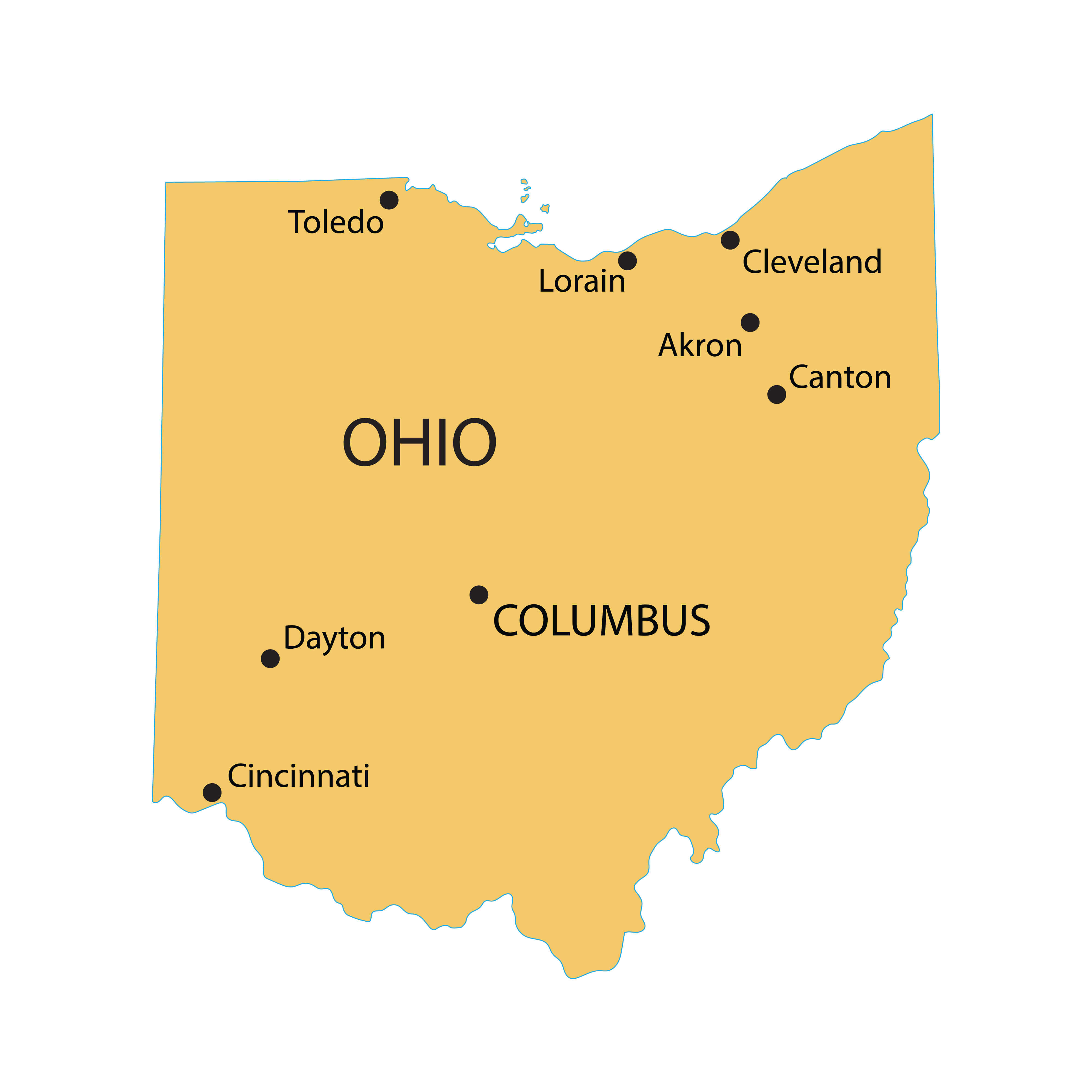 Map of Ohio Guide of the World