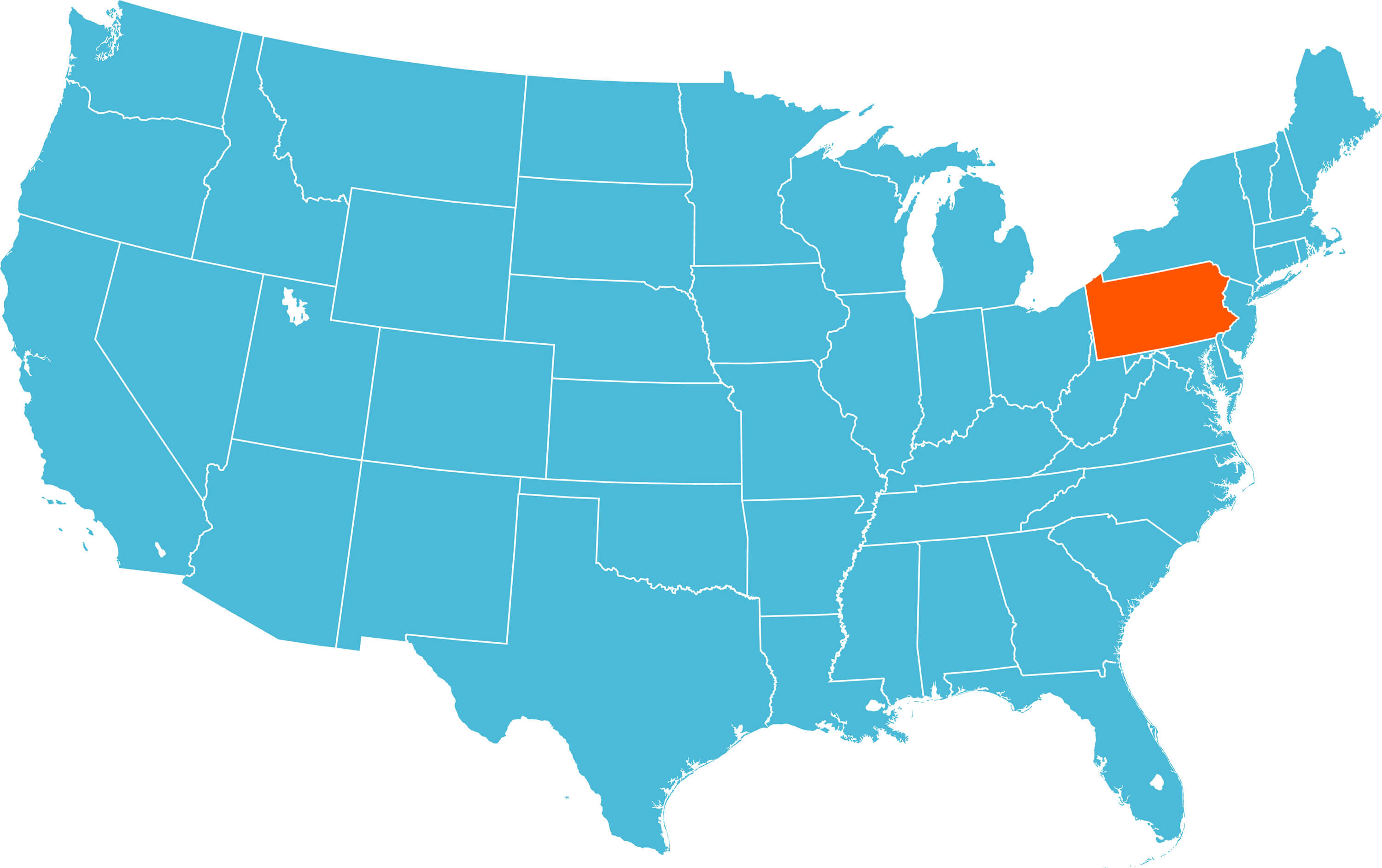 Pennsylvania Map, US