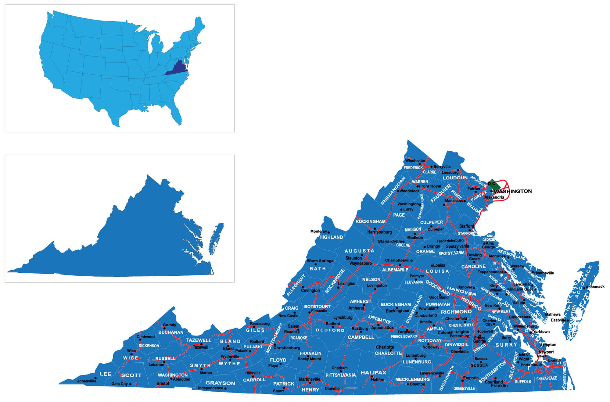 Virginia Map Guide Of The World