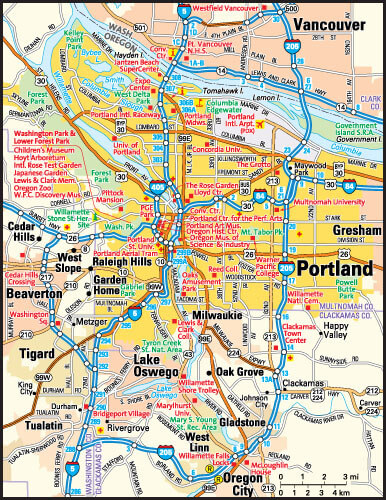 Portland Map, Oregon
