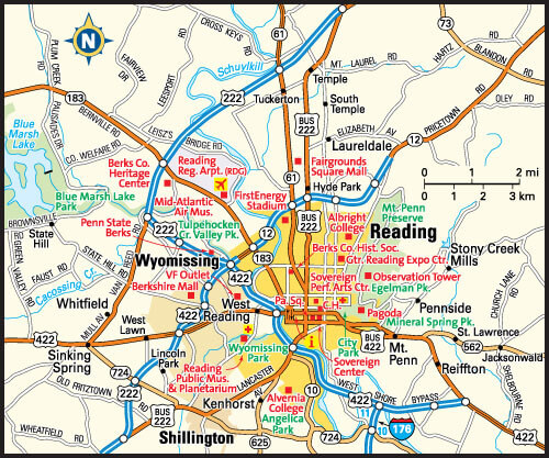Reading Map, Pennsylvania