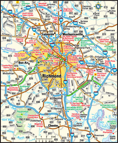 Richmond, Virginia area map