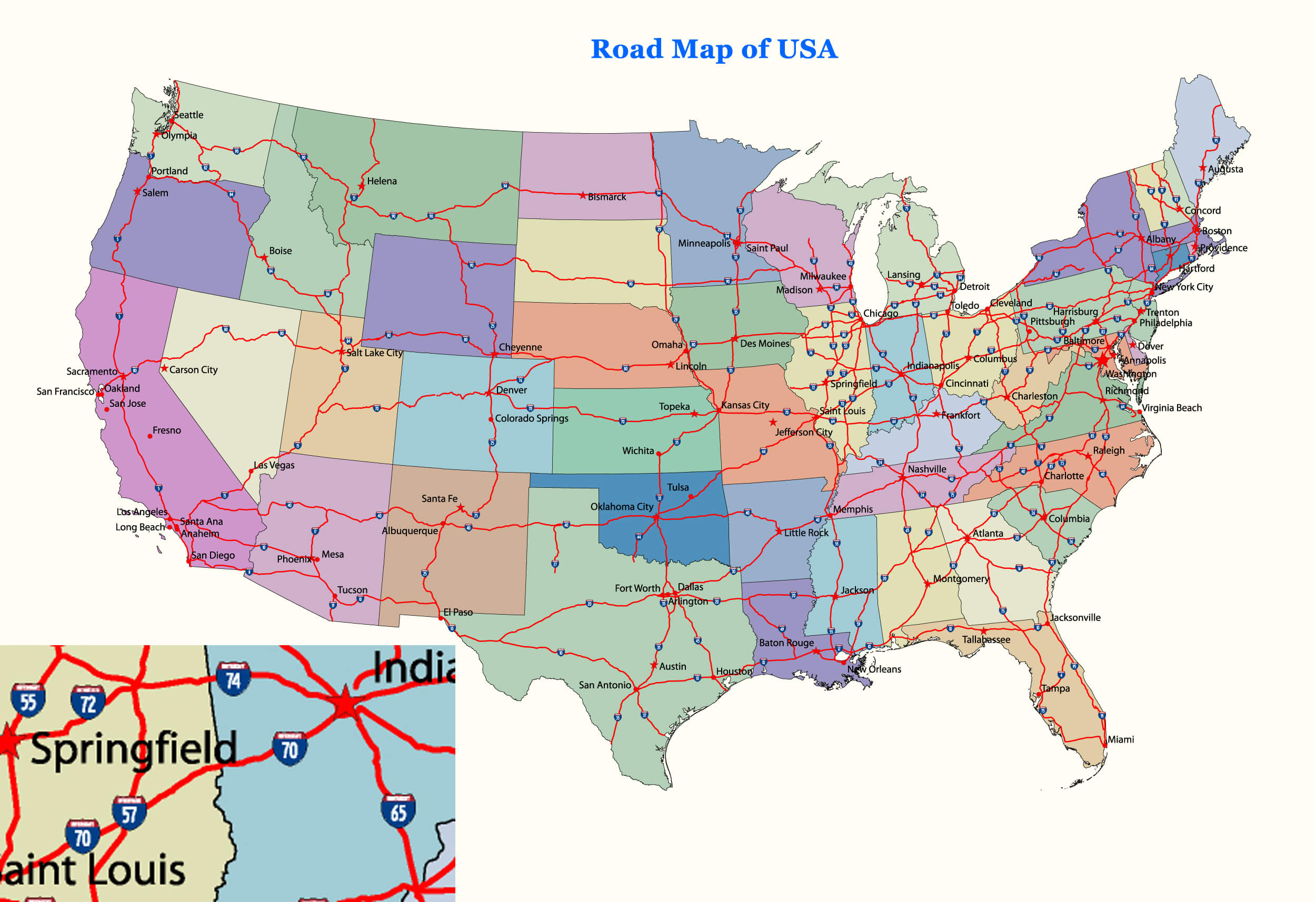 Road Map of United States