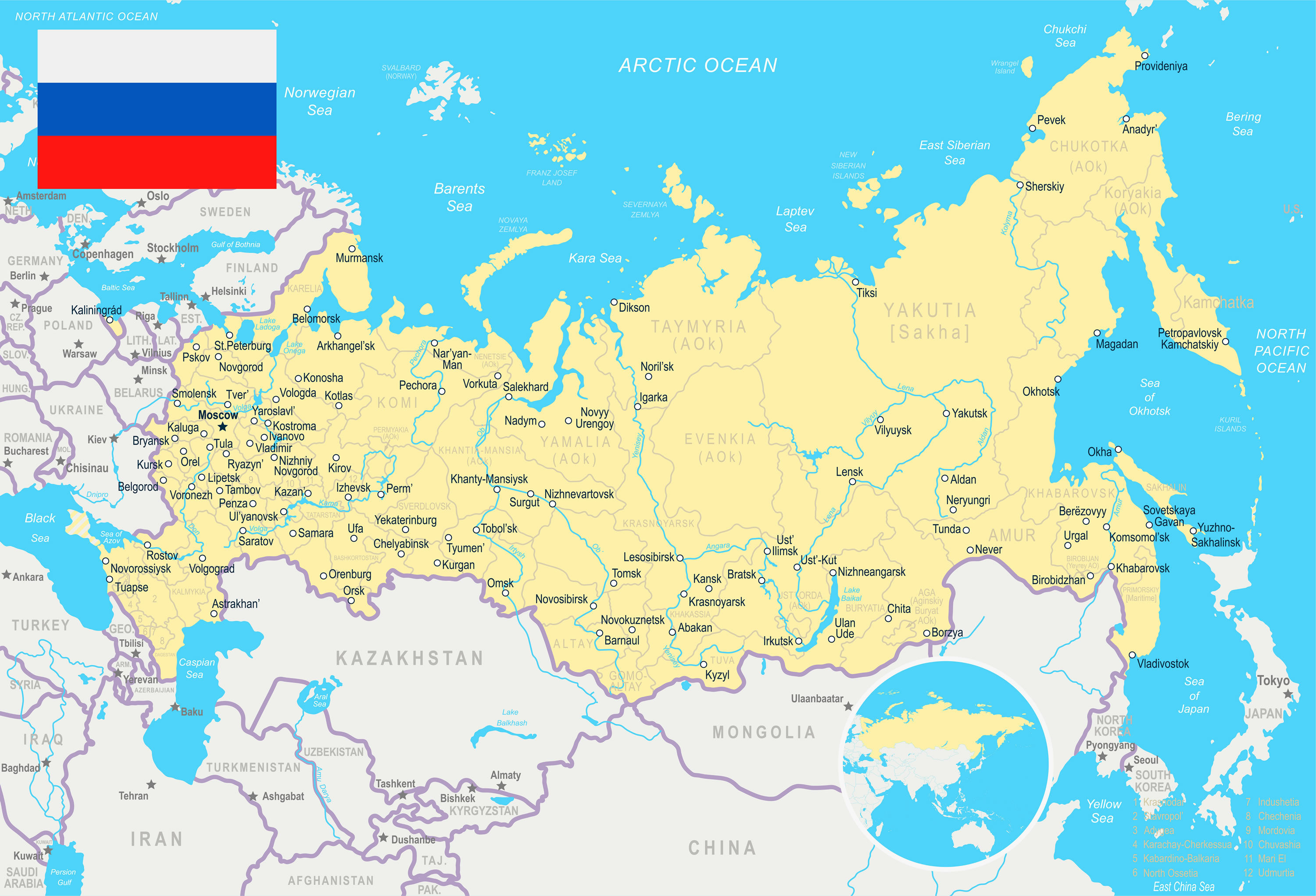 Map of Russia Guide of the World