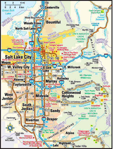 Salt Lake City Map, Utah