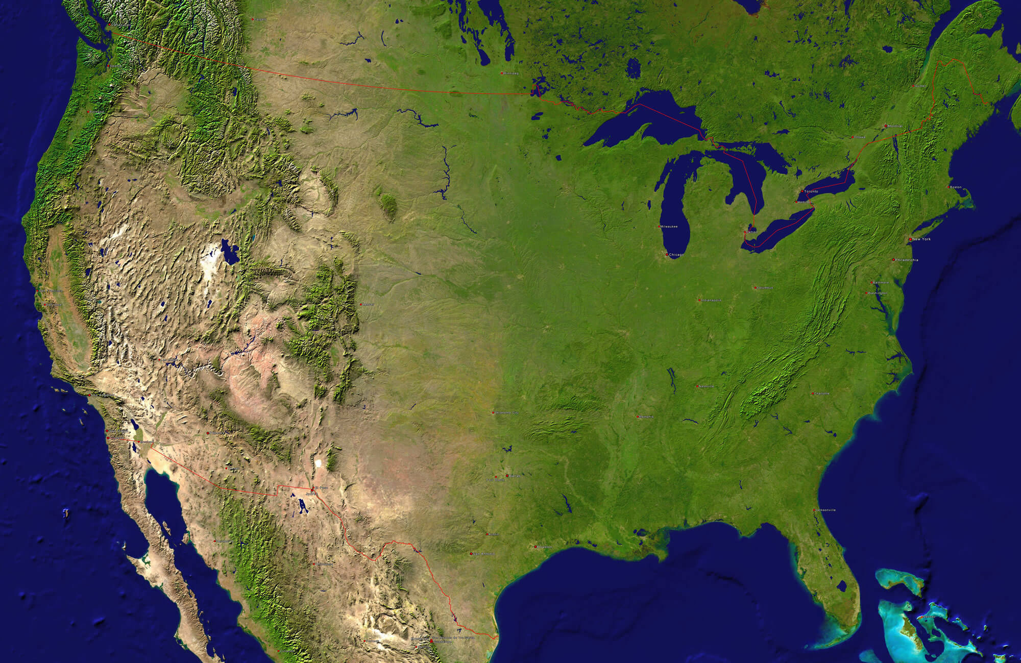 satellite map of USA, Utah
