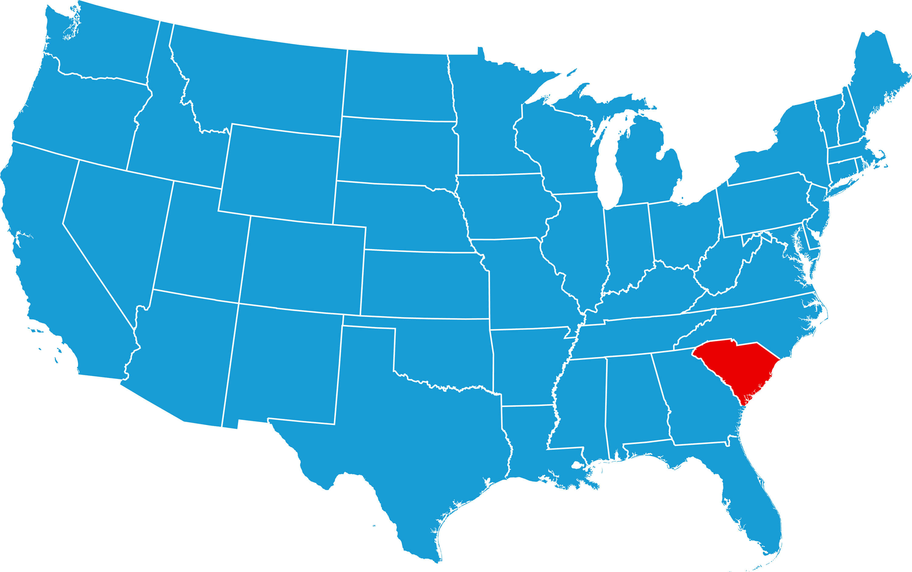 South Carolina Map, US